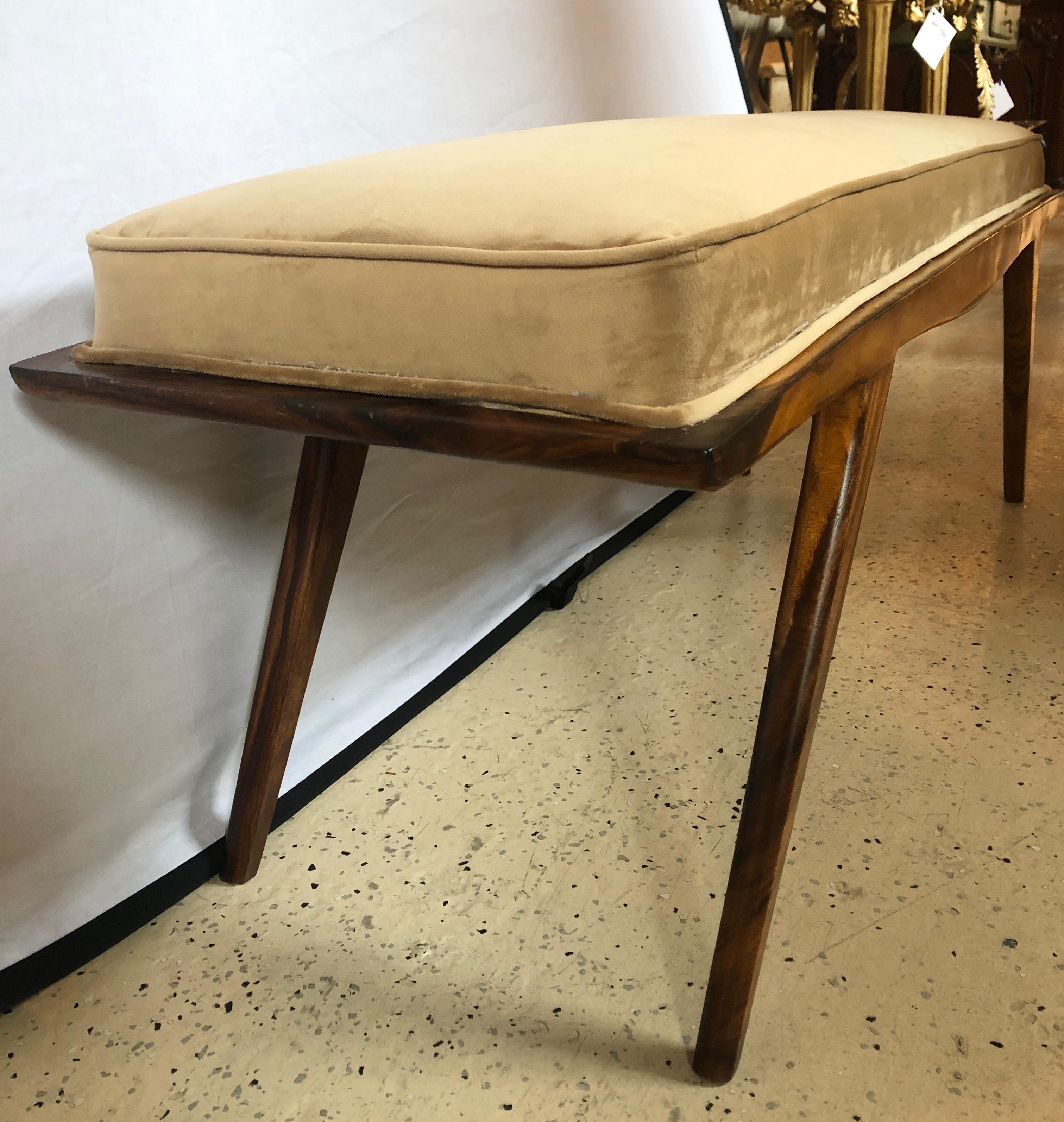 Mid-Century Modern Window Bench or Footstool in Newly Upholstered 4