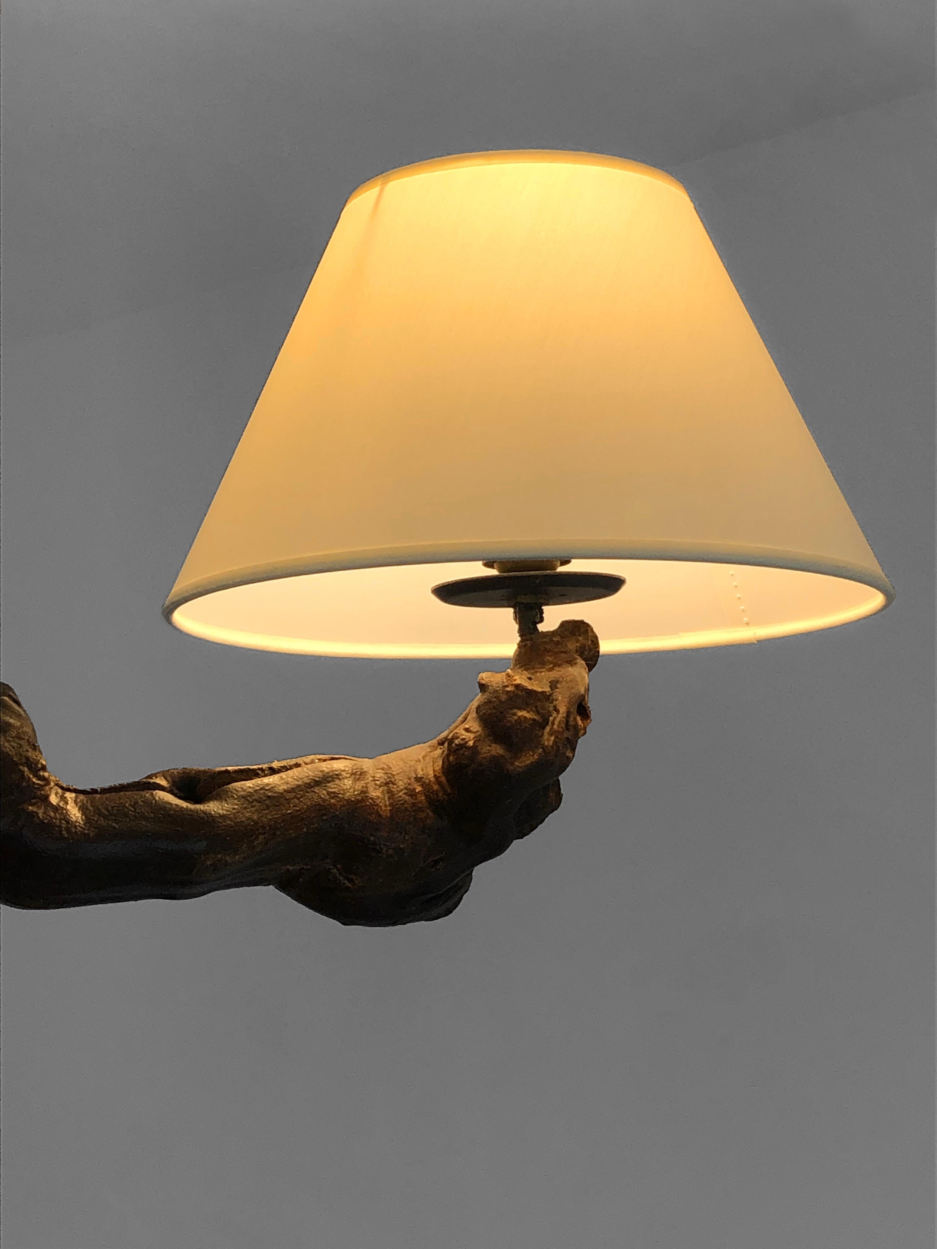 A MID-CENTURY-MODERN Wood BRUTALIST Ceiling LAMP Fixture, France 1950 1