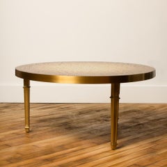 Mid-Century Mosaic Coffee Table with Bronze Frame, circa 1950