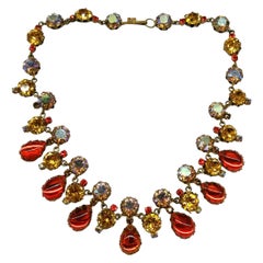 A Mid Century multi coloured paste drop necklace, Austrian, 1950s