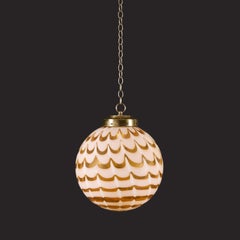 A Mid-Century Murano Glass Orange and White Globe Hanging Lantern