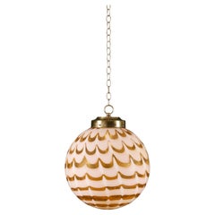 A Mid-Century Murano Glass Orange and White Globe Hanging Lantern