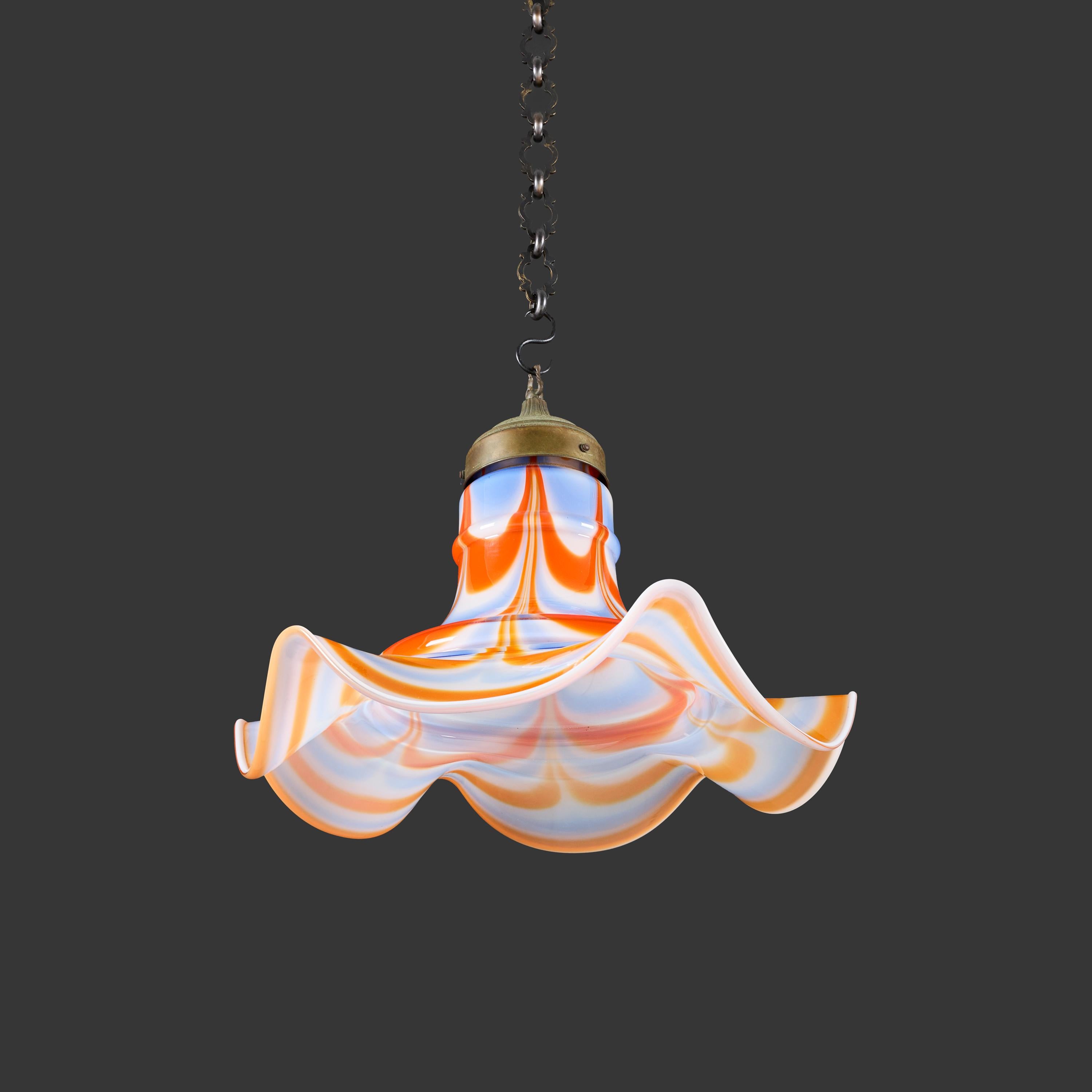 Italian A Mid-Century Murano Glass Trecolore Hanging Pendant For Sale