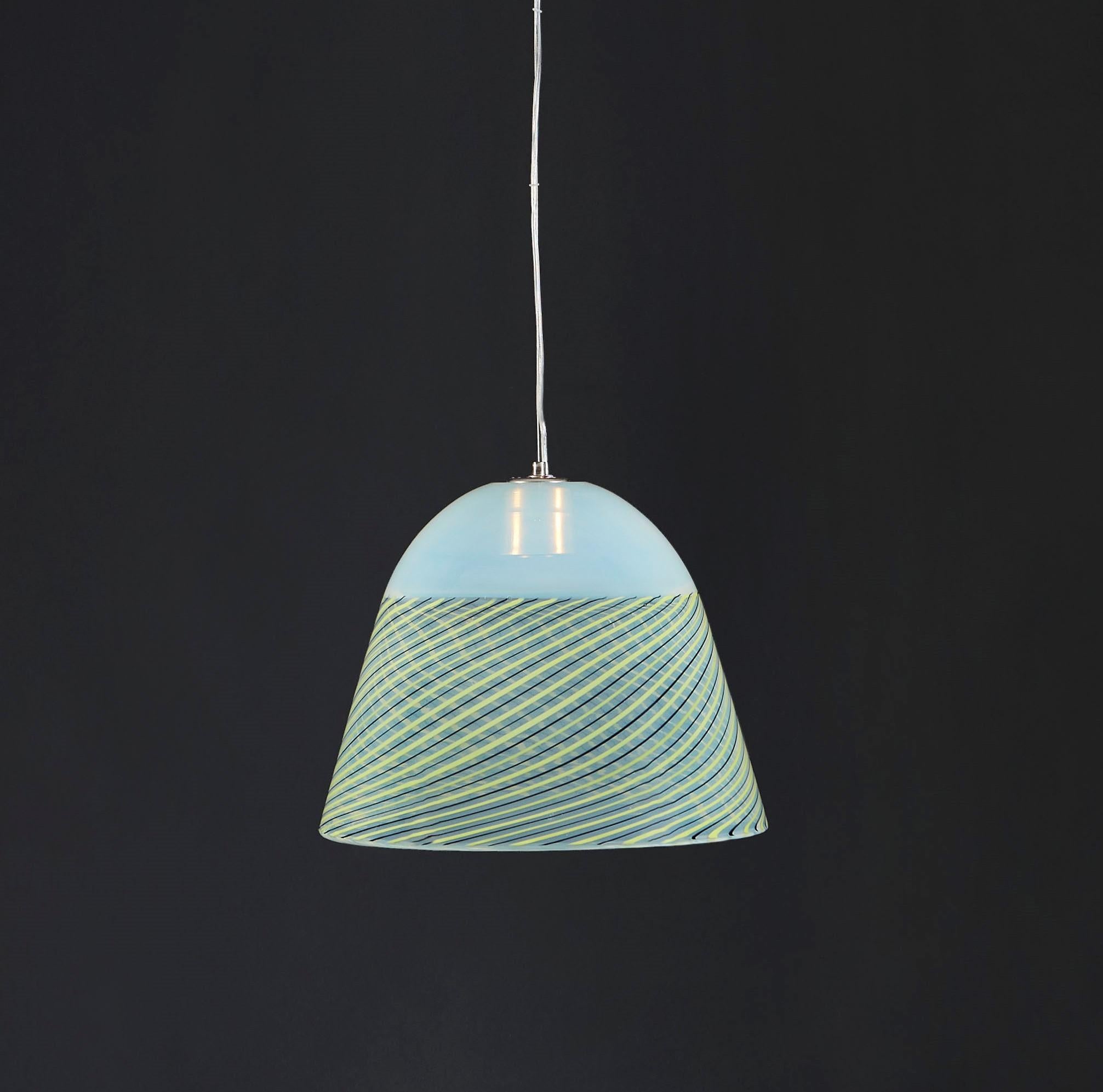 20th Century Mid-Century Murano Opalescent Glass Hanging Lantern For Sale