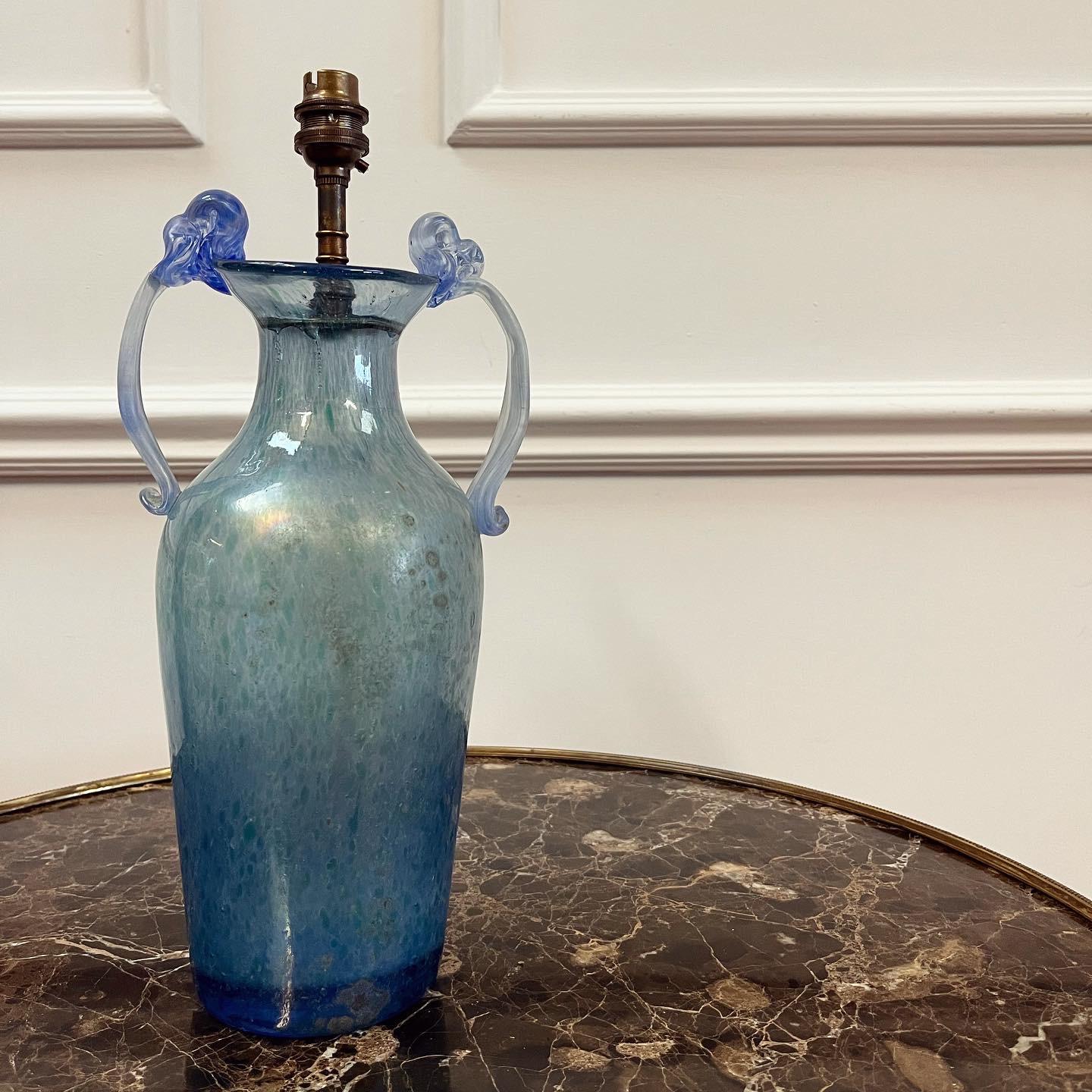 Classical Roman Midcentury Murano Revival Glass Lamped Vase For Sale