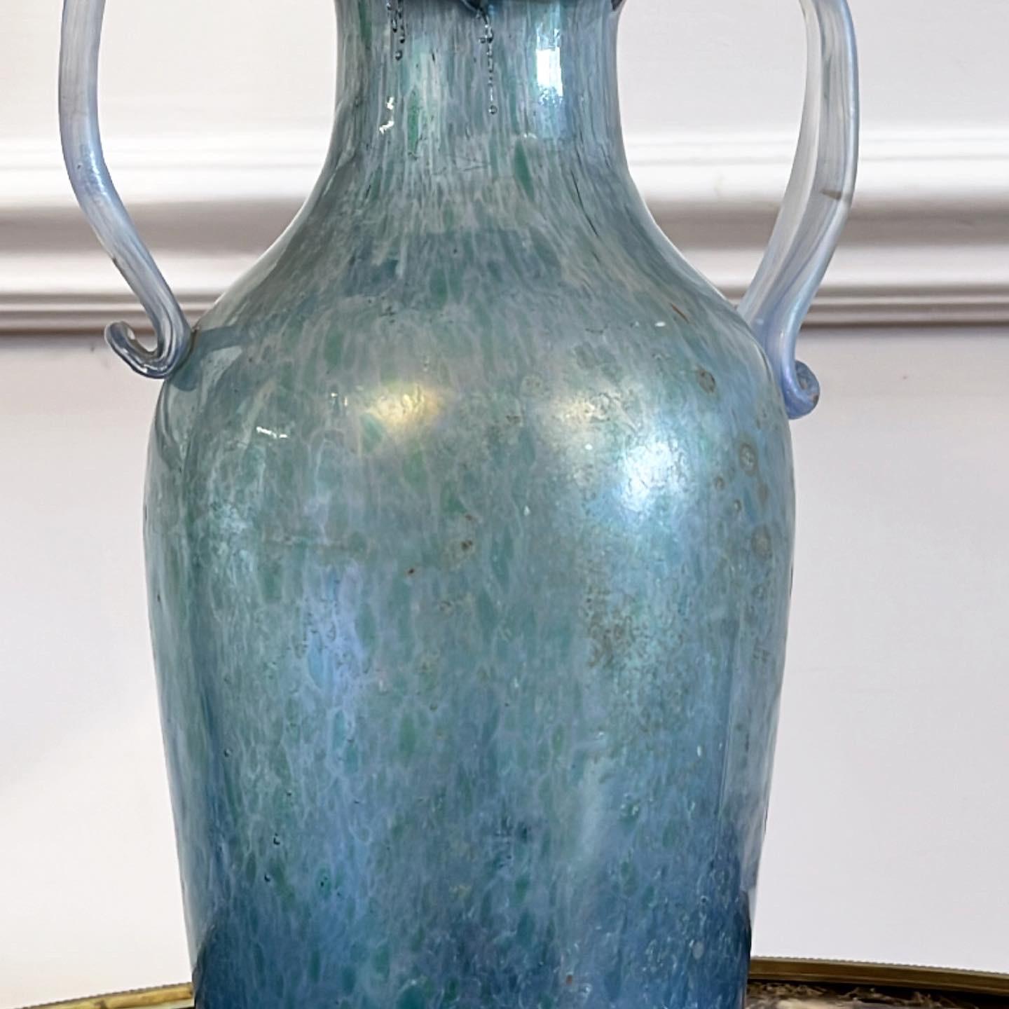 Midcentury Murano Revival Glass Lamped Vase In Good Condition For Sale In London, GB