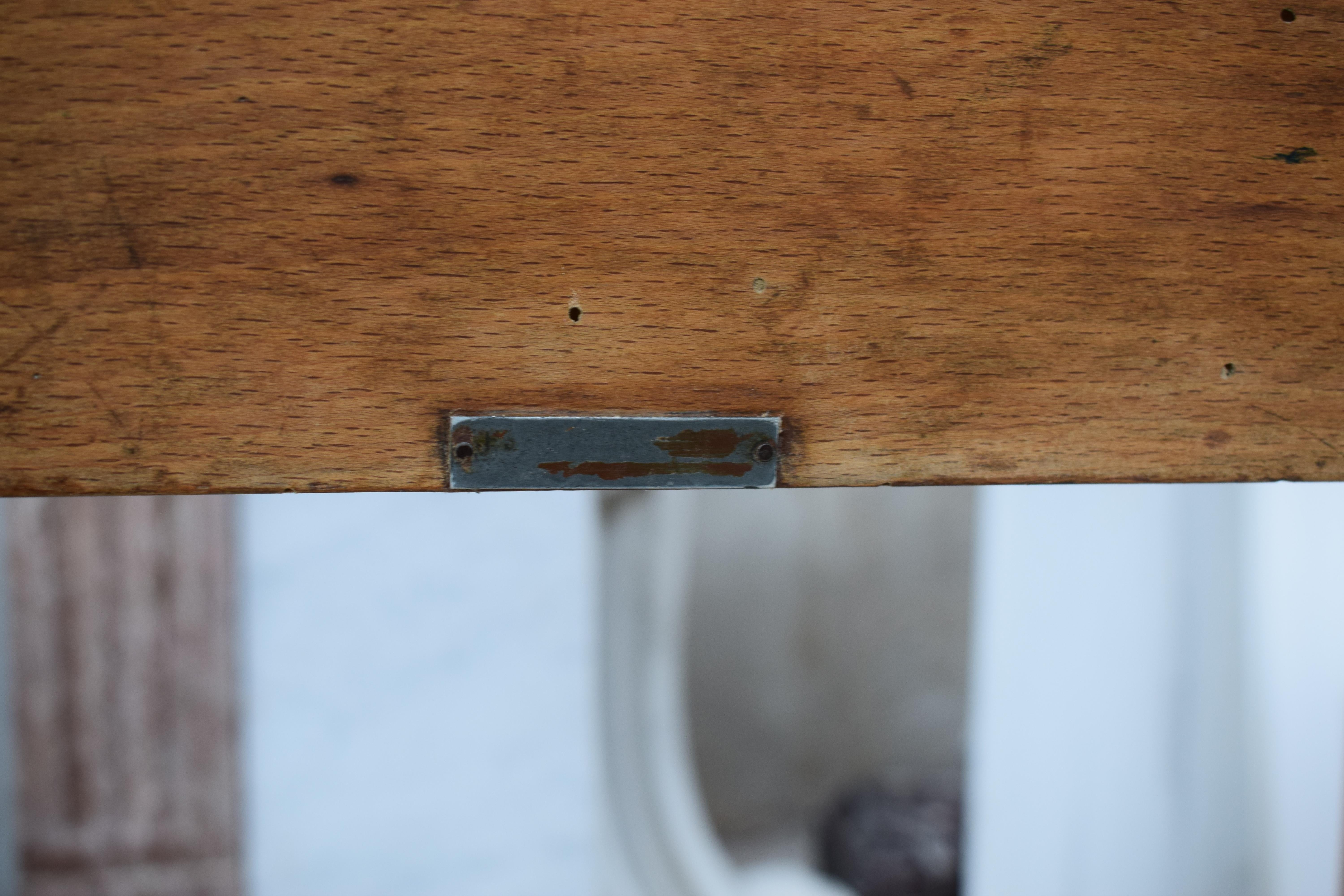 Midcentury Oak Wood Teachers School Desk 7