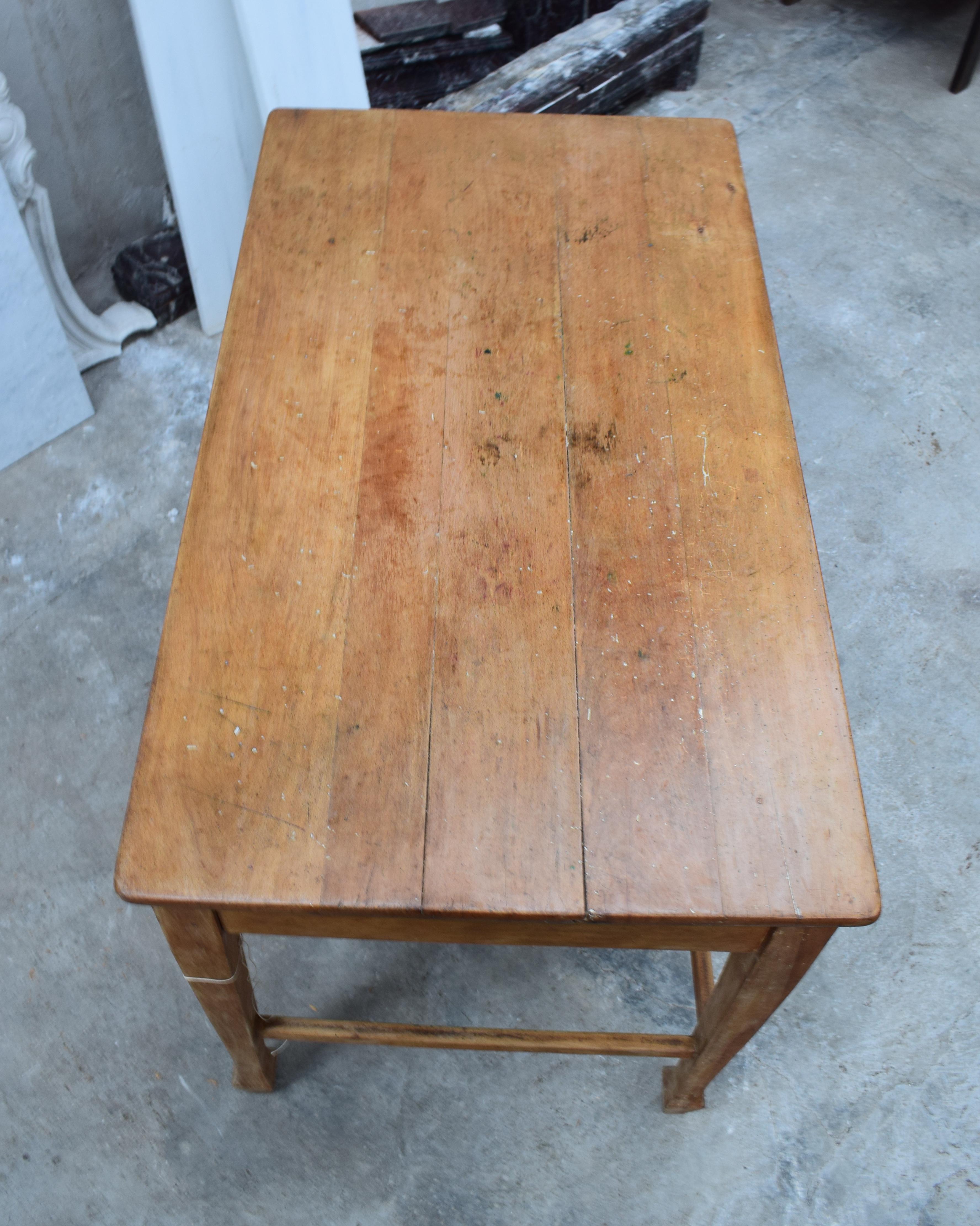 Midcentury Oak Wood Teachers School Desk 9