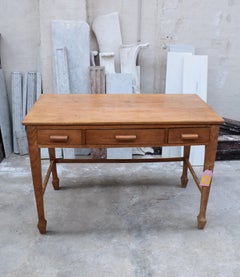 Midcentury Oak Wood Teachers School Desk