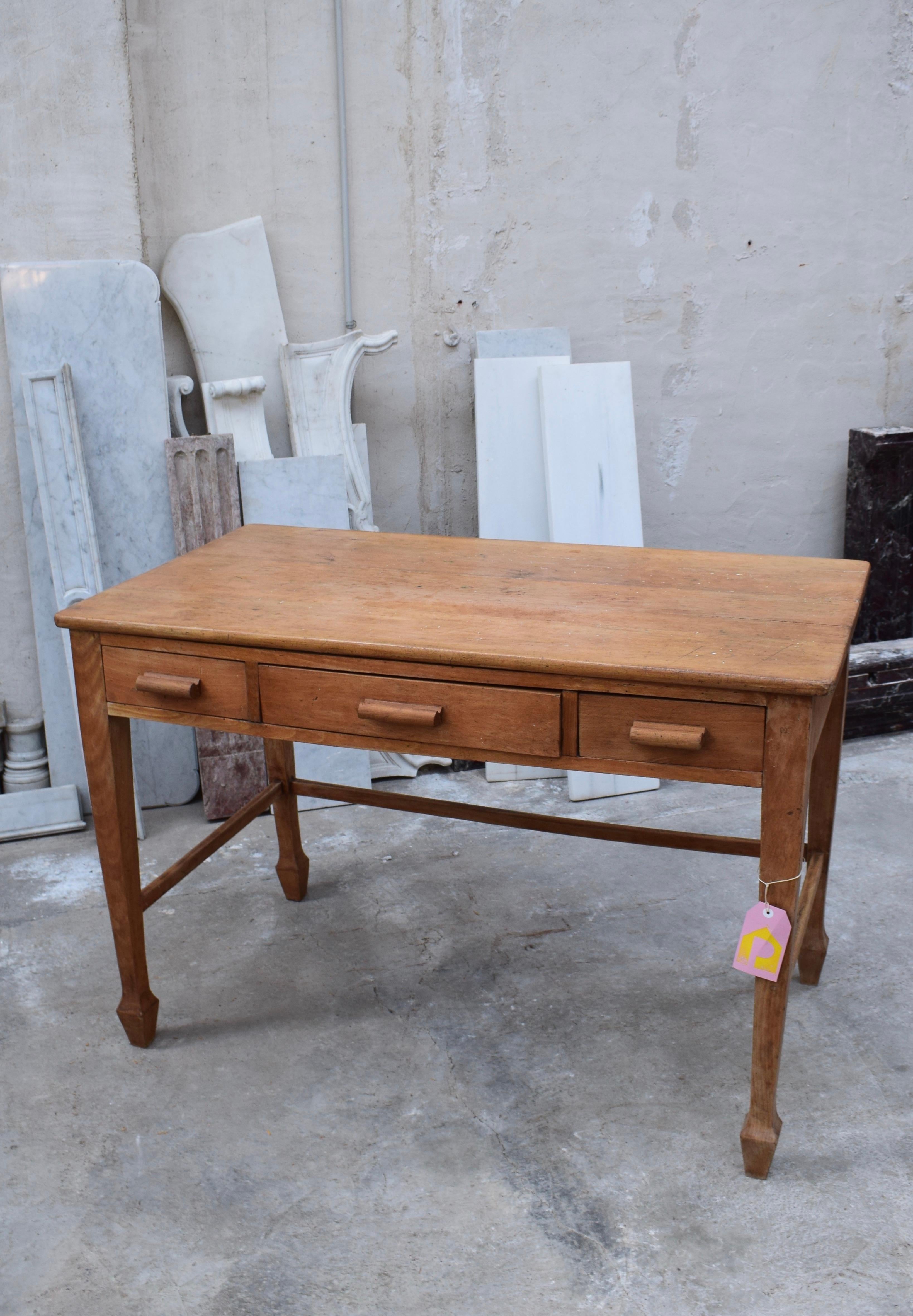 Midcentury Oak Wood Teachers School Desk 1