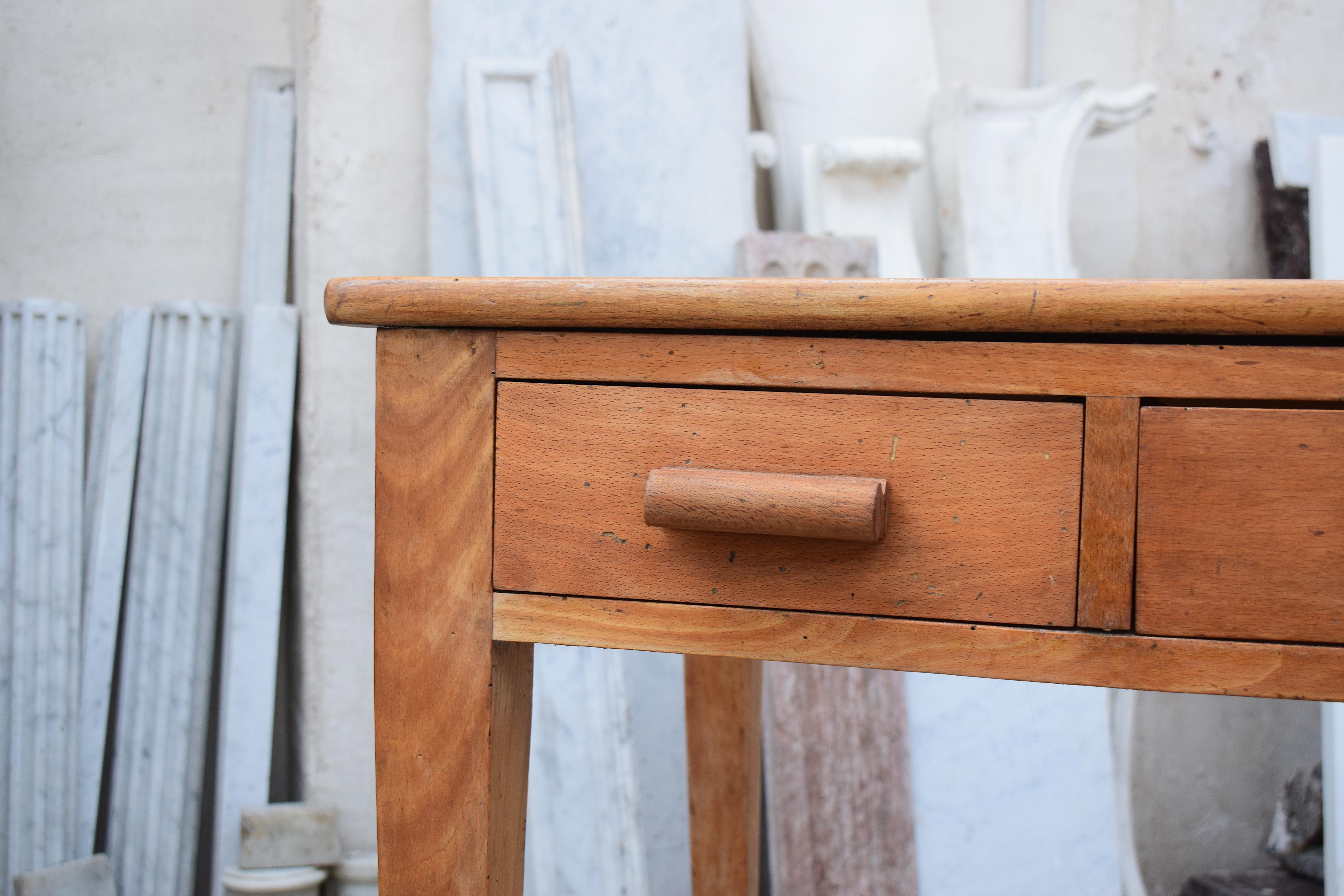 Midcentury Oak Wood Teachers School Desk 3