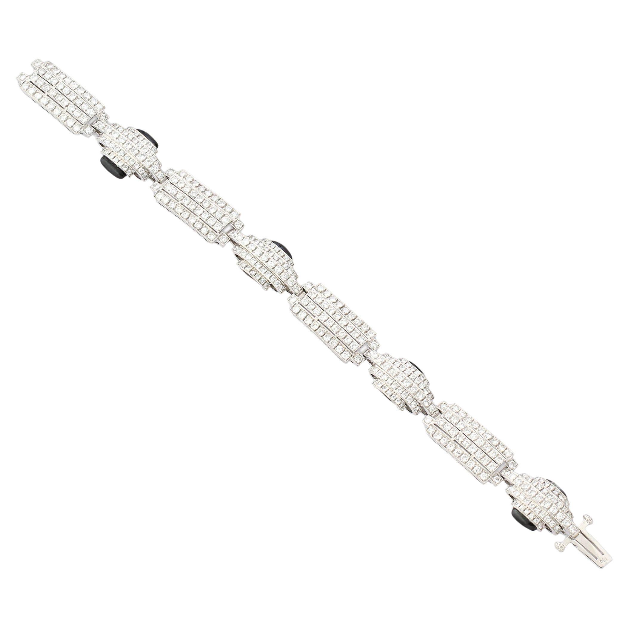 Mid-Century Onyx & Diamond Line Bracelet