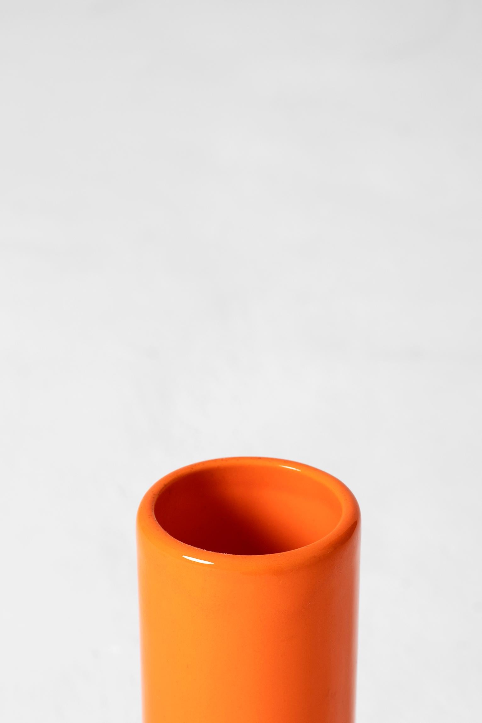 French Midcentury Orange Ceramic Vase