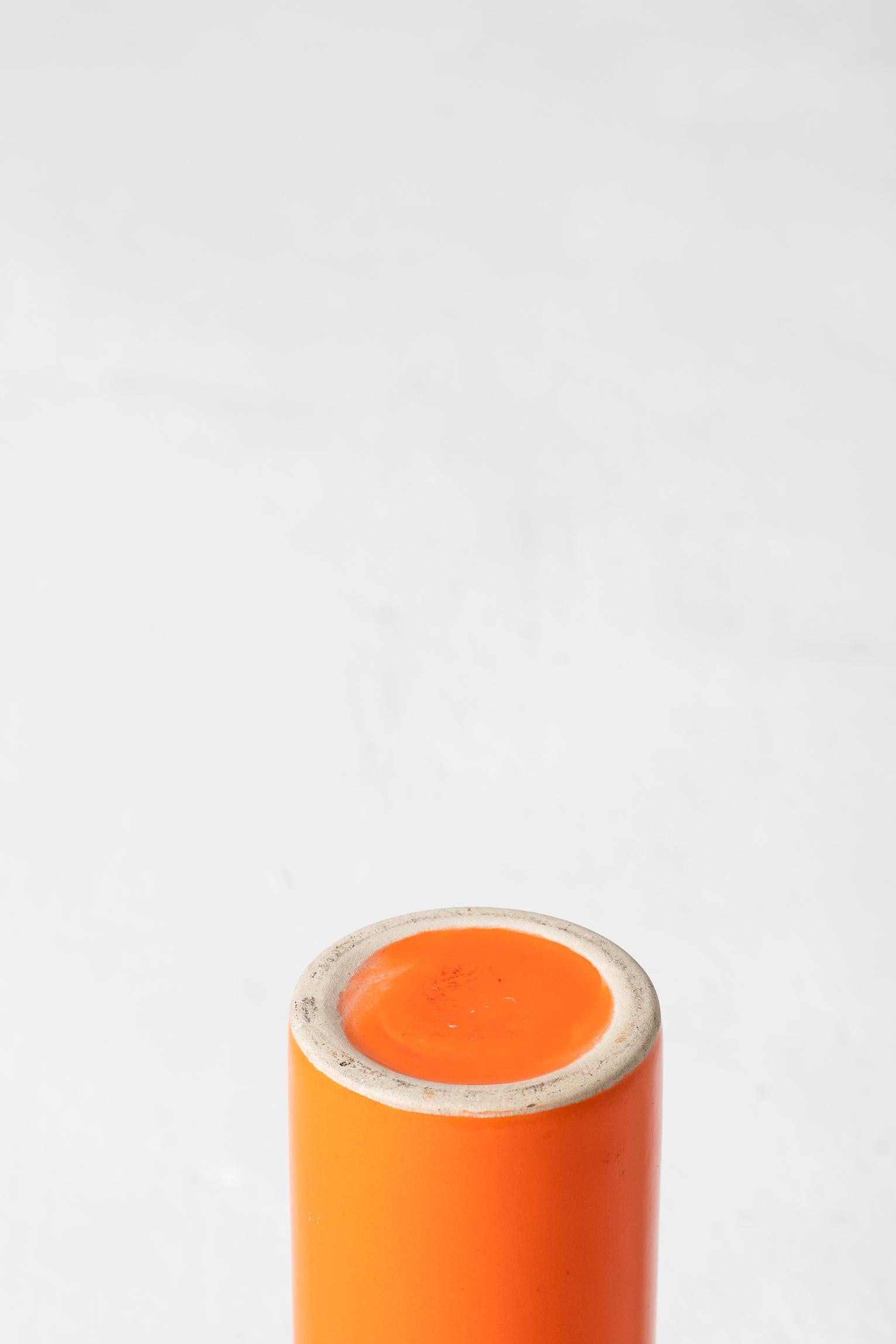 Midcentury Orange Ceramic Vase In Good Condition In London, GB