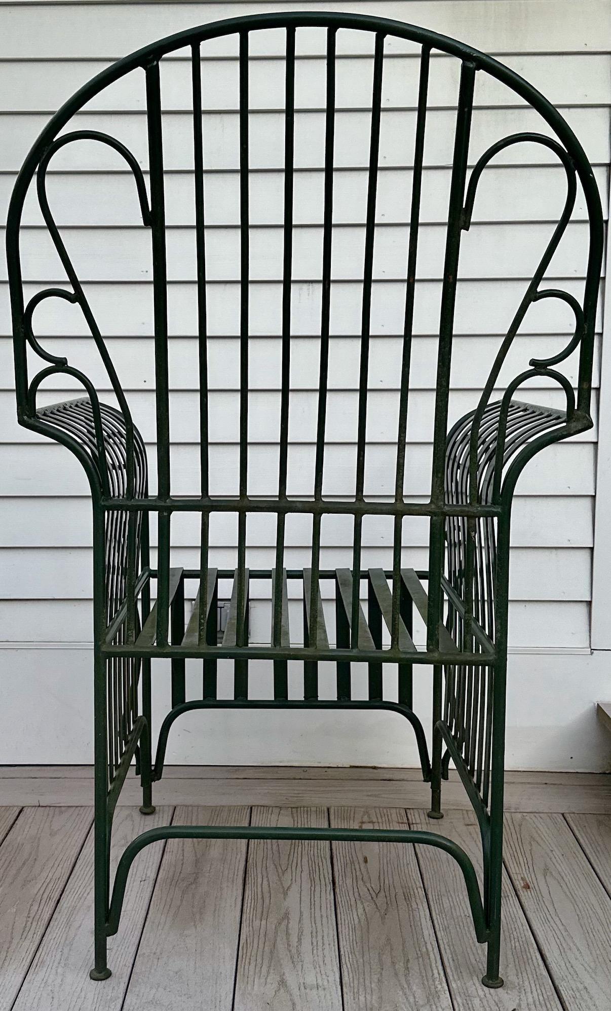 American A Mid Century  Pair of Oversized Wrought Iron Patio Chairs For Sale