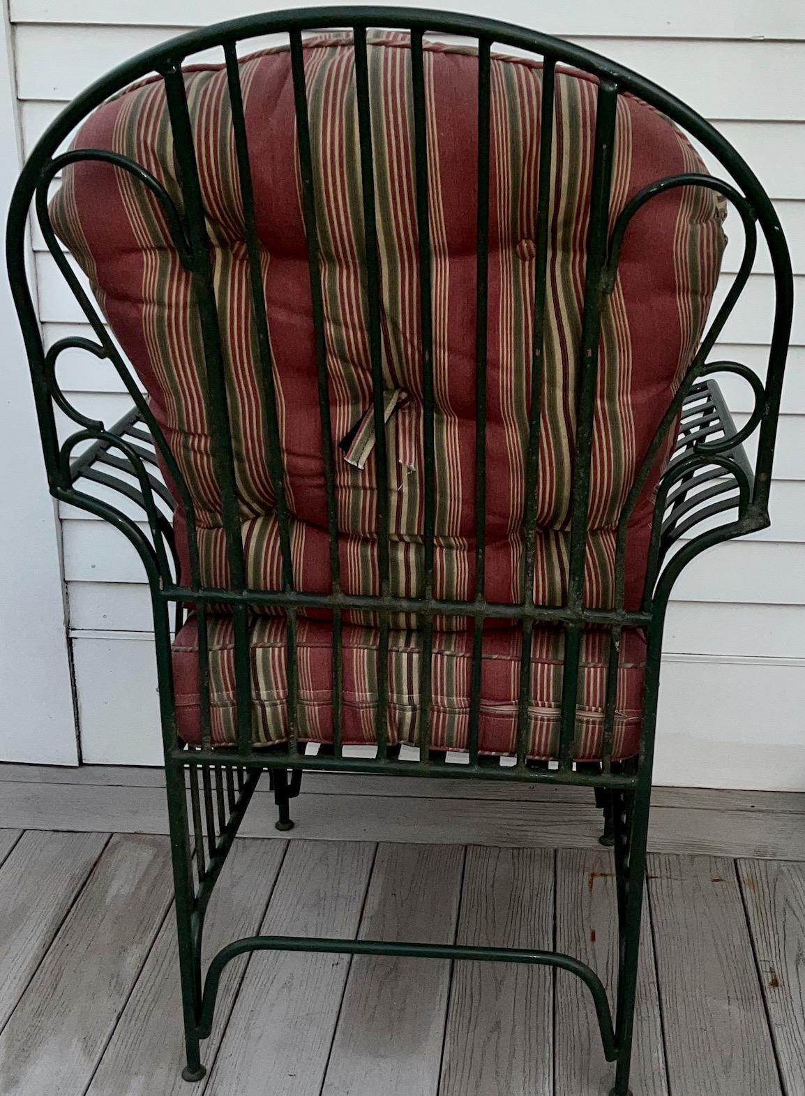 Hand-Crafted A Mid Century  Pair of Oversized Wrought Iron Patio Chairs For Sale