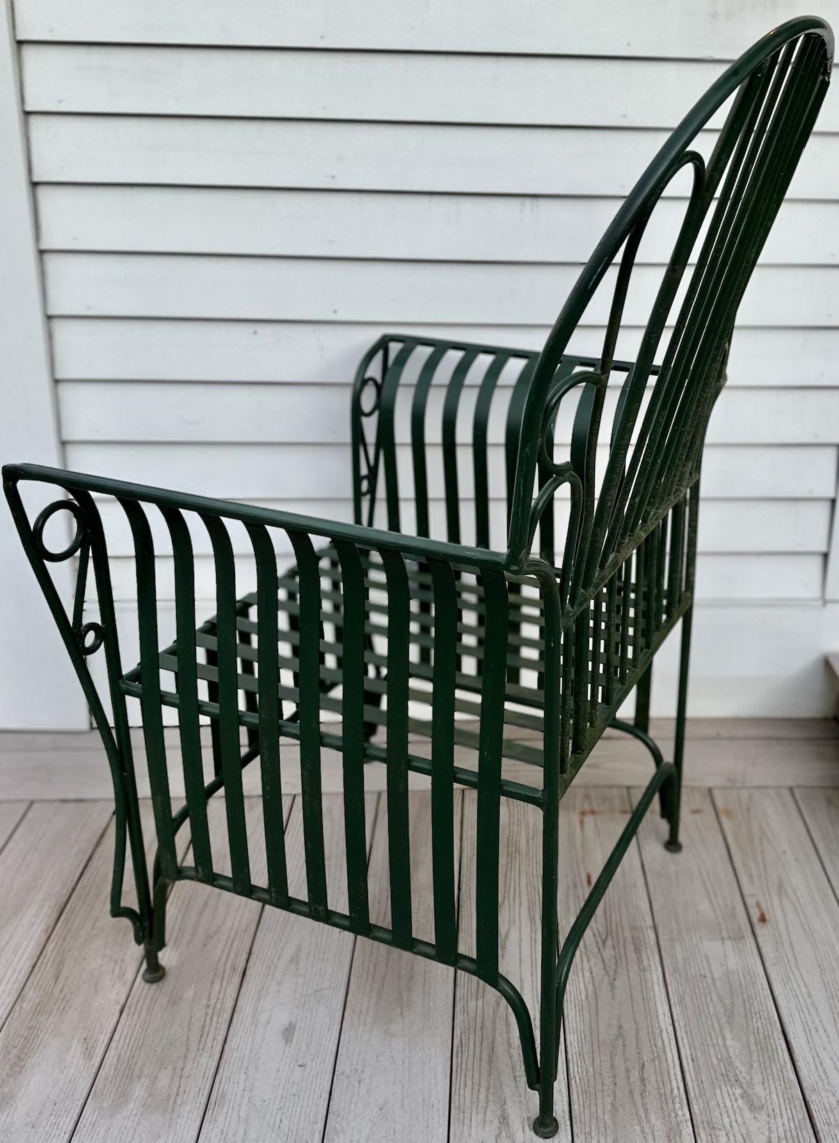 A Mid Century  Pair of Oversized Wrought Iron Patio Chairs In Good Condition For Sale In Nashua, NH