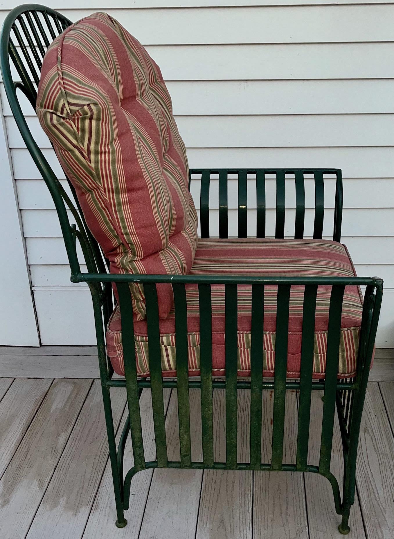 A Mid Century  Pair of Oversized Wrought Iron Patio Chairs For Sale 1