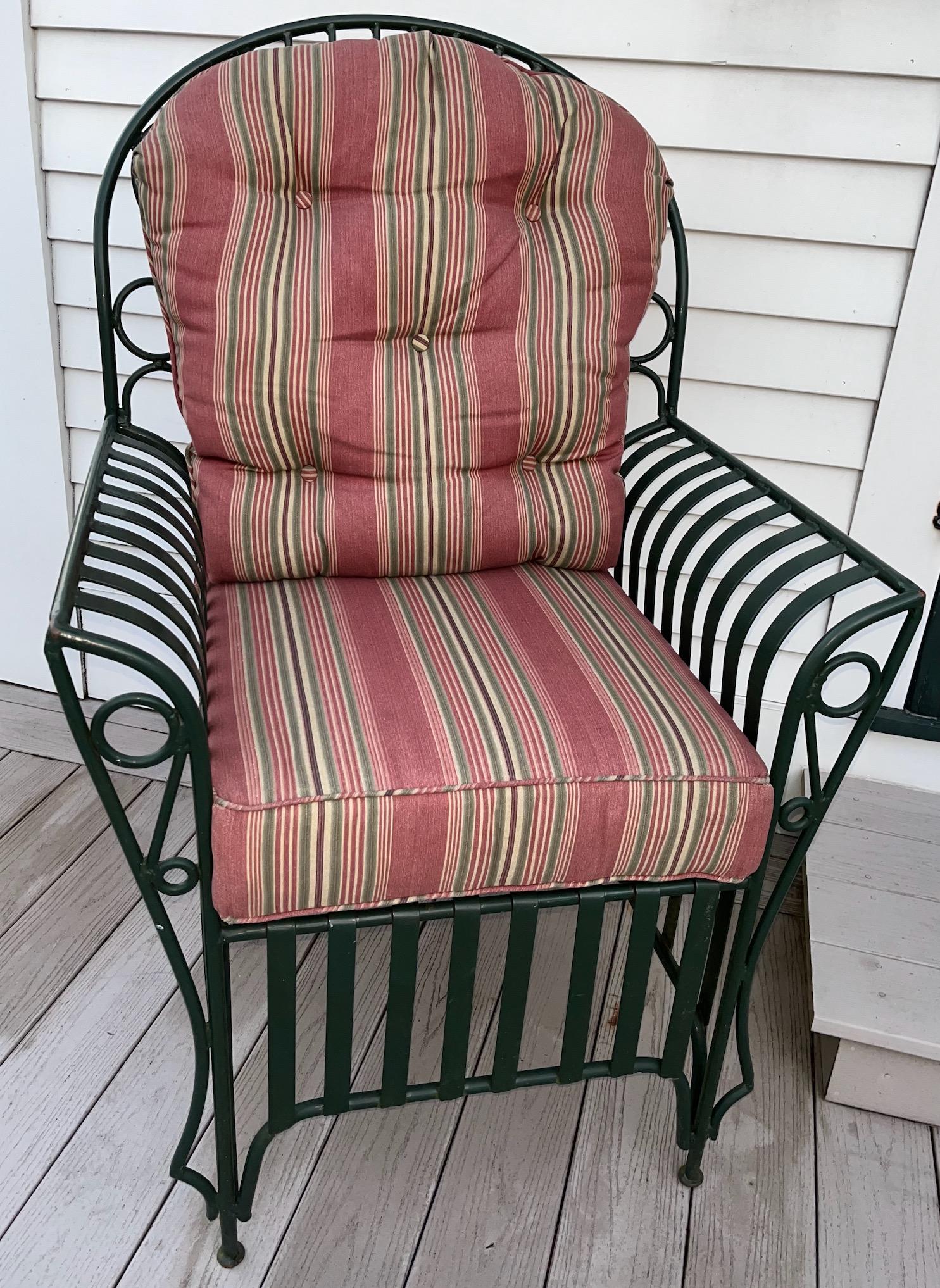 A Mid Century  Pair of Oversized Wrought Iron Patio Chairs For Sale 2