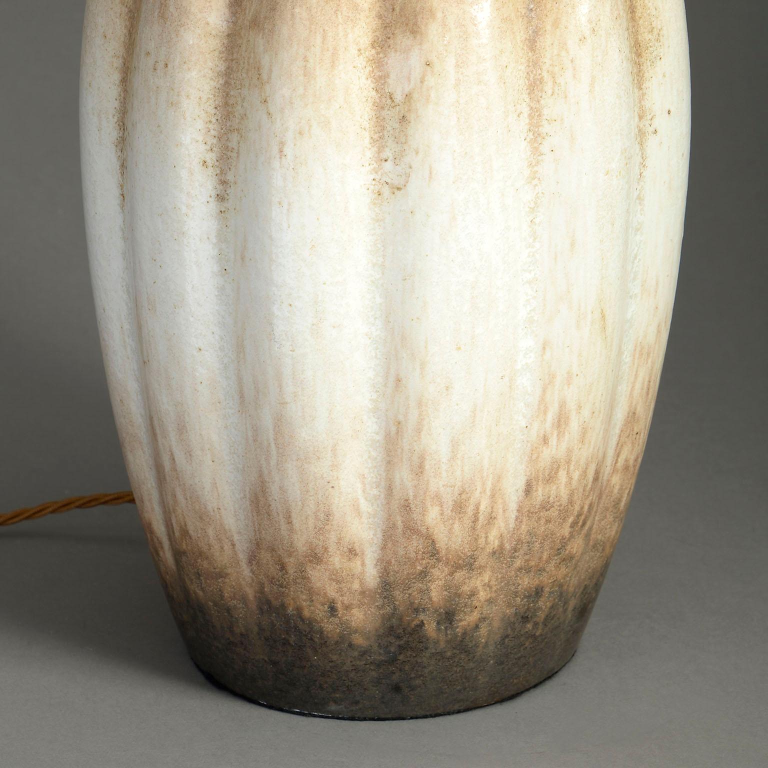 Austrian Mid-Century Pottery Art Vase Lamp For Sale