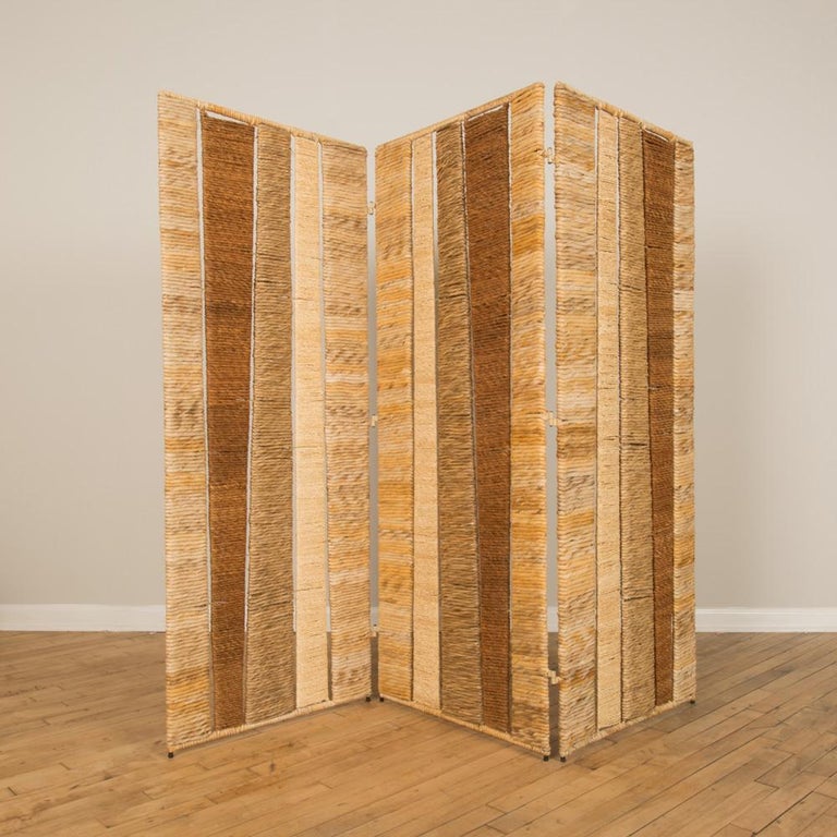 A Midcentury Modern Rattan TriFold Screen or Room Divider. at 1stDibs