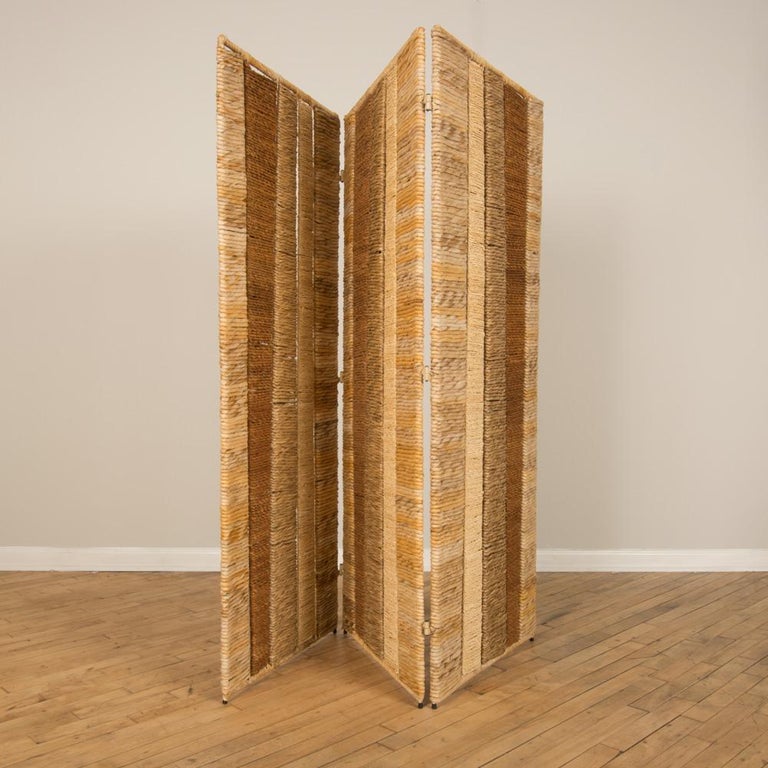 A Midcentury Modern Rattan TriFold Screen or Room Divider. at 1stDibs