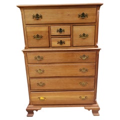 Midcentury Refinished Chippendale 9-Drawer Light Wild Cherry Chest of Drawers