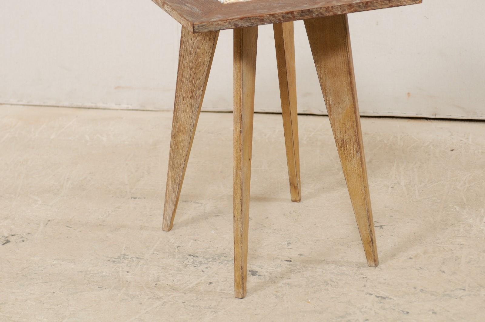 Mid-Century Modern Midcentury Side Table with Painted Tile Top Attributed to Anton Refreiger