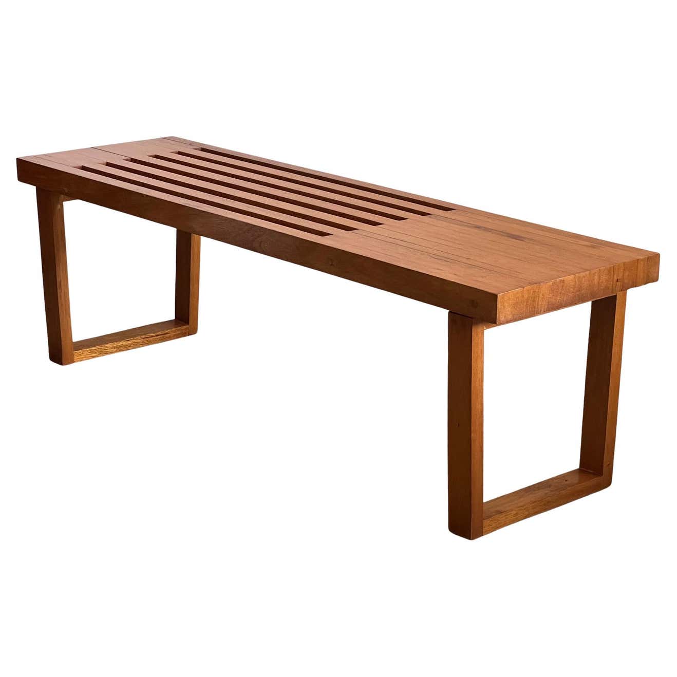 Mid Century Slat Bench at 1stDibs