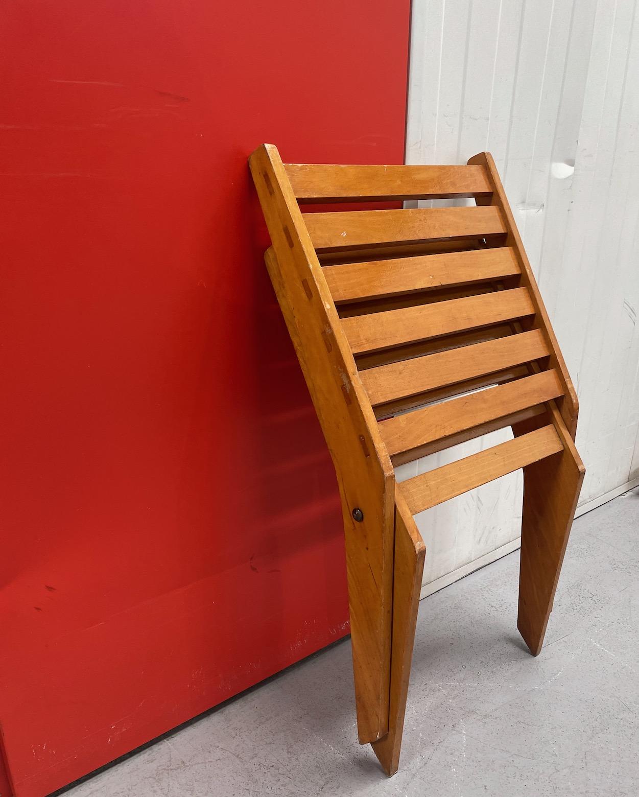 Mid-Century Modern A Mid-Century Slatted Folding scissor Chair For Sale