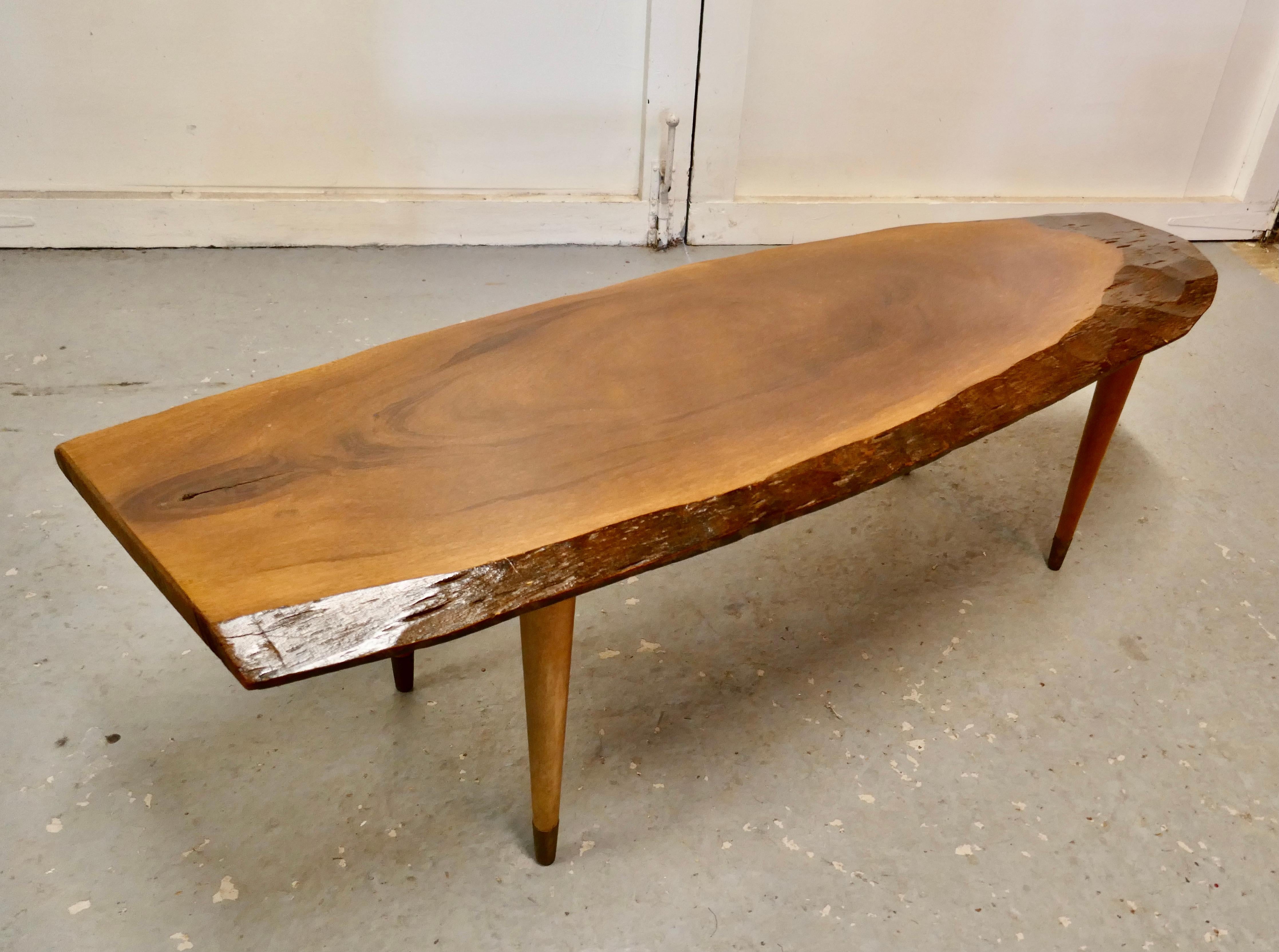 Mid Century Slice of Fruitwood Coffee Table For Sale 5