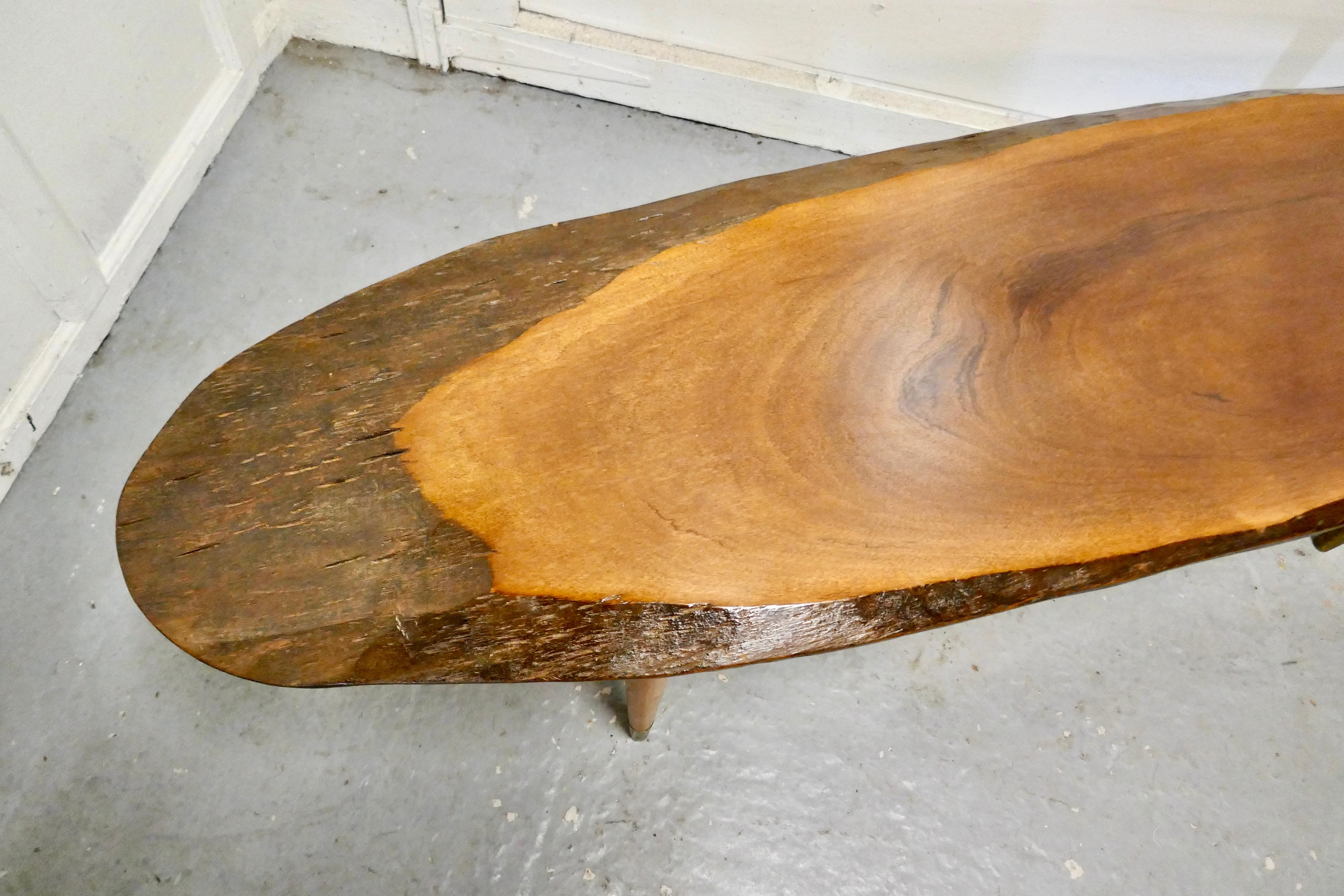 20th Century Mid Century Slice of Fruitwood Coffee Table For Sale