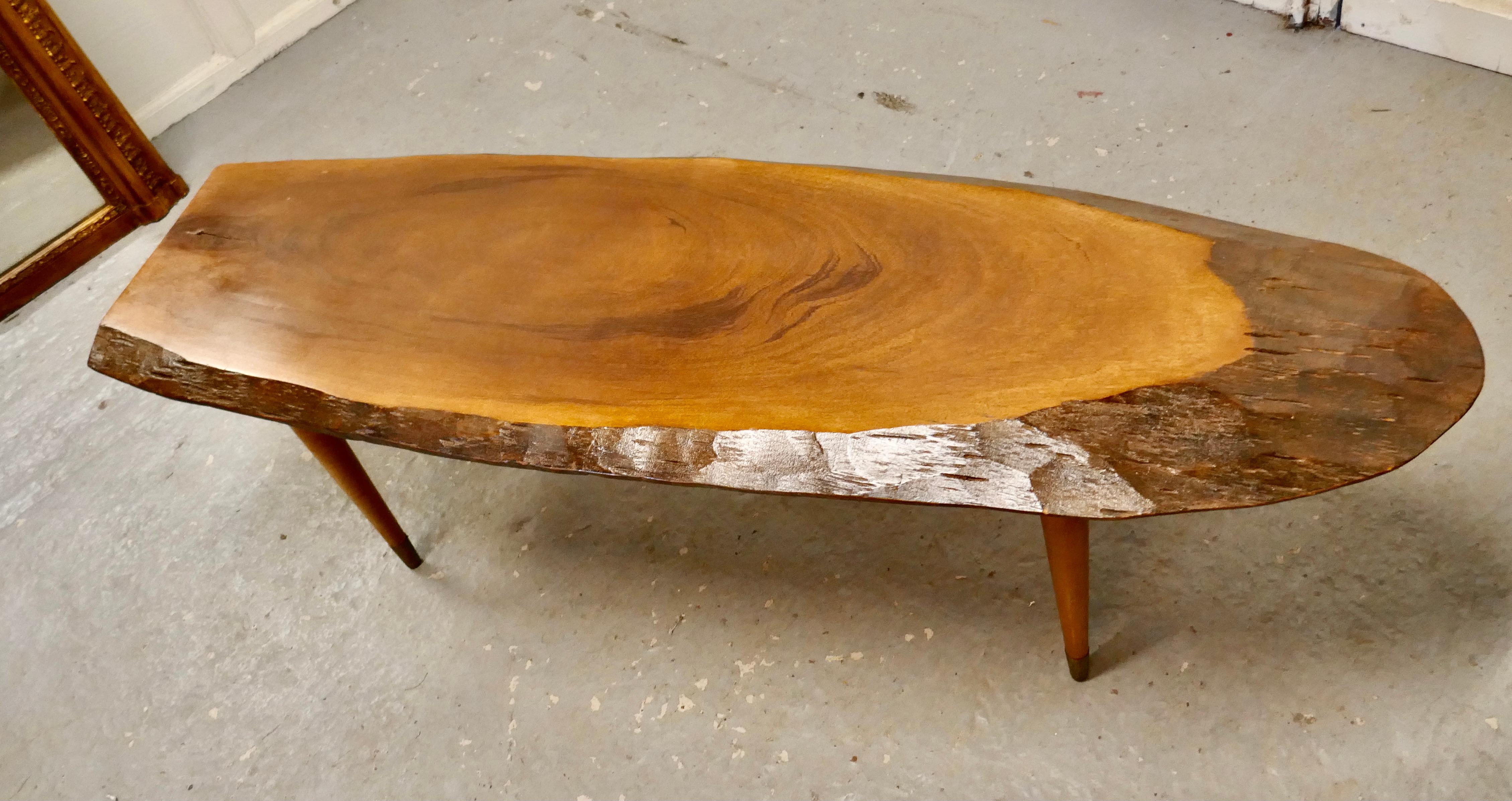 Mid Century Slice of Fruitwood Coffee Table For Sale 3