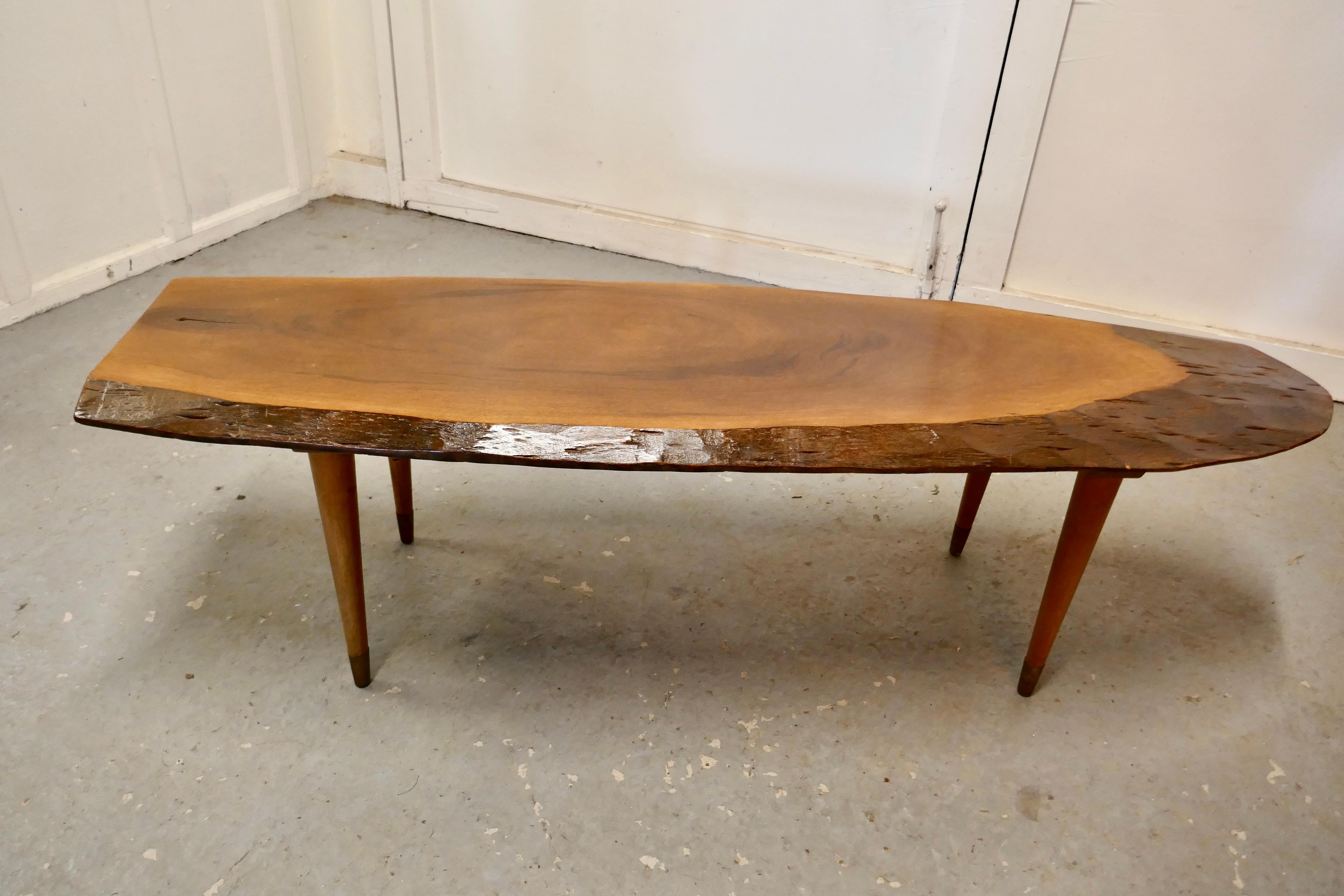 Mid Century Slice of Fruitwood Coffee Table For Sale 4