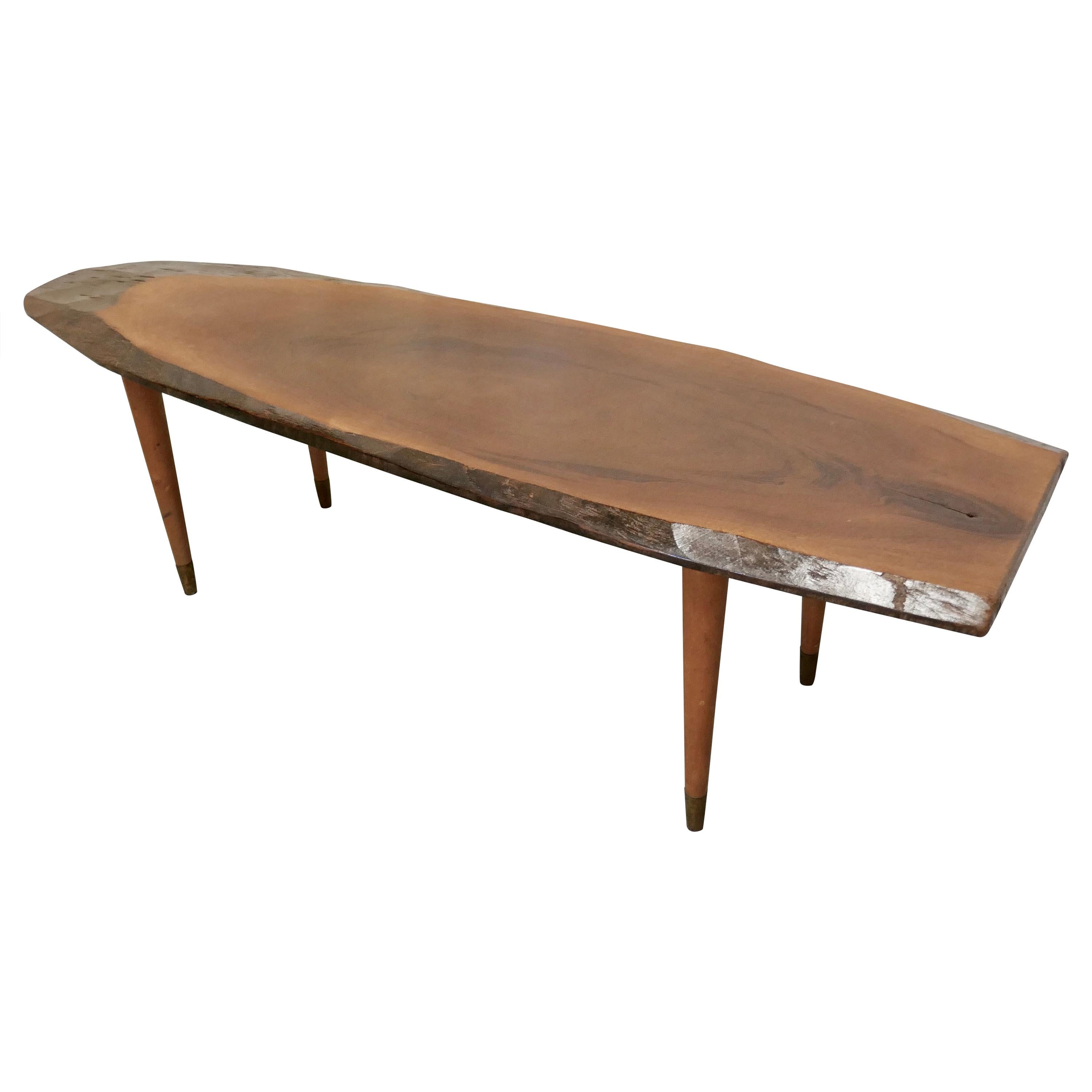 Mid Century Slice of Fruitwood Coffee Table For Sale