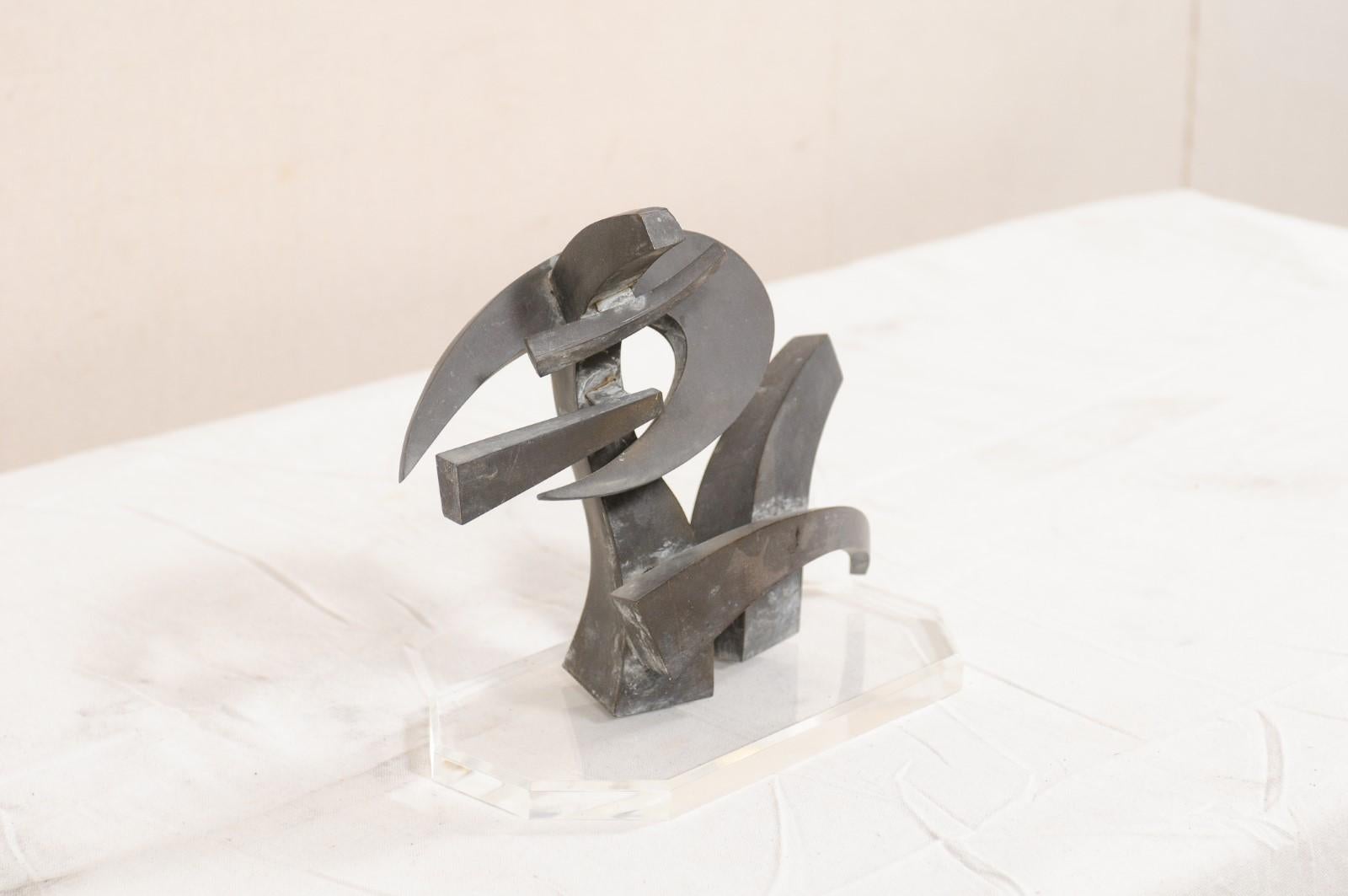 Midcentury Small-Sized Abstract European Bronze Sculpture In Good Condition For Sale In Atlanta, GA