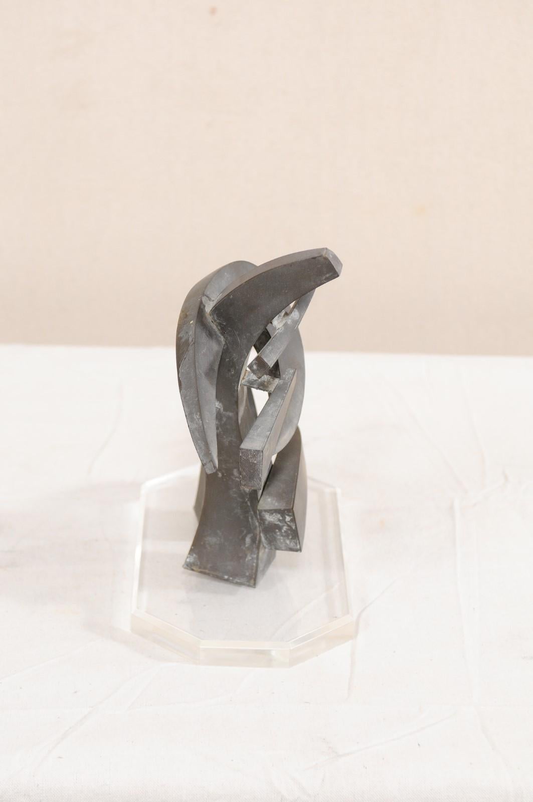 20th Century Midcentury Small-Sized Abstract European Bronze Sculpture For Sale