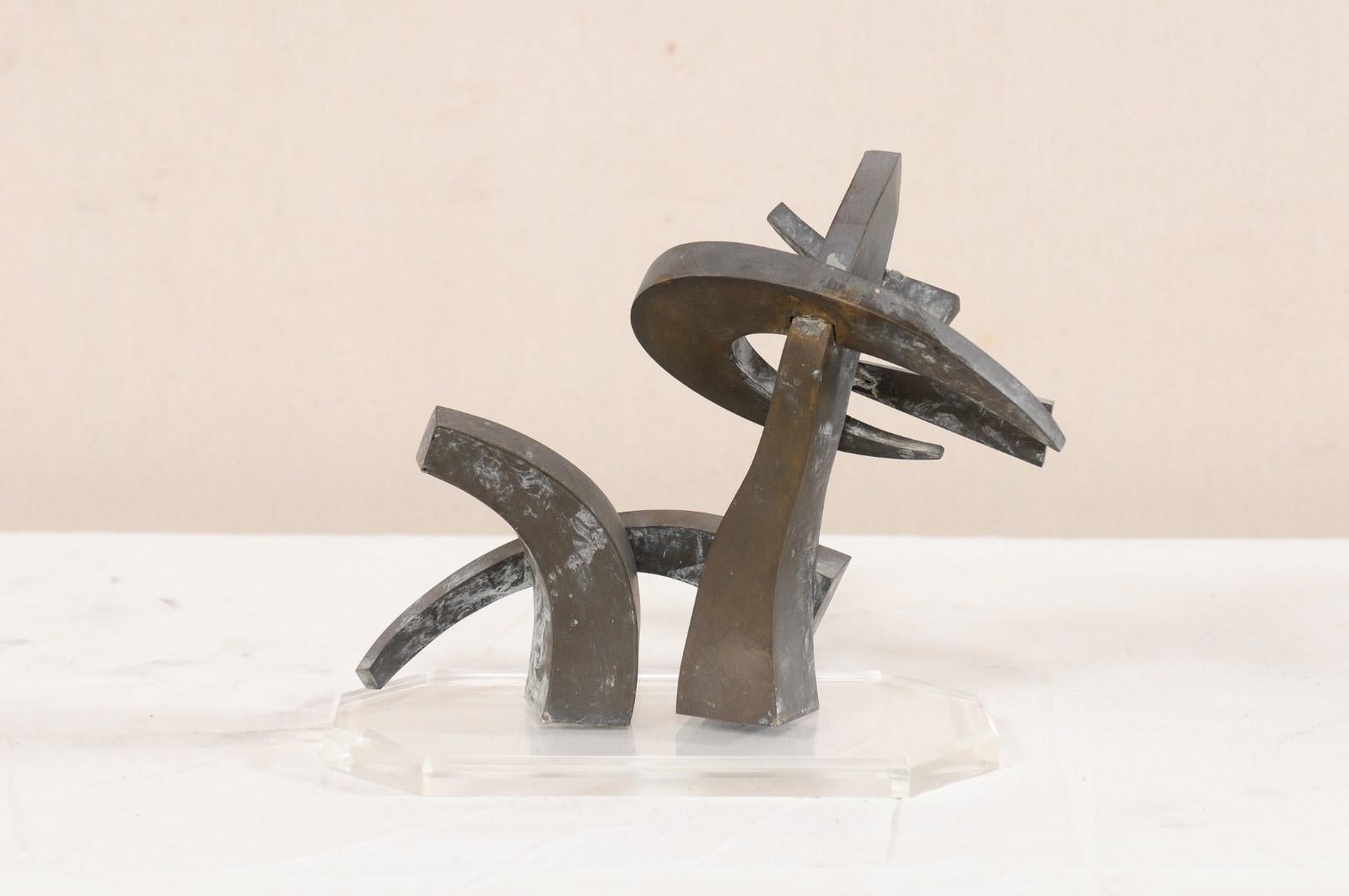 Midcentury Small-Sized Abstract European Bronze Sculpture For Sale 2