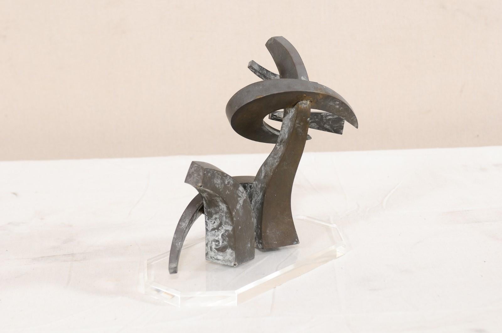 Midcentury Small-Sized Abstract European Bronze Sculpture For Sale 3