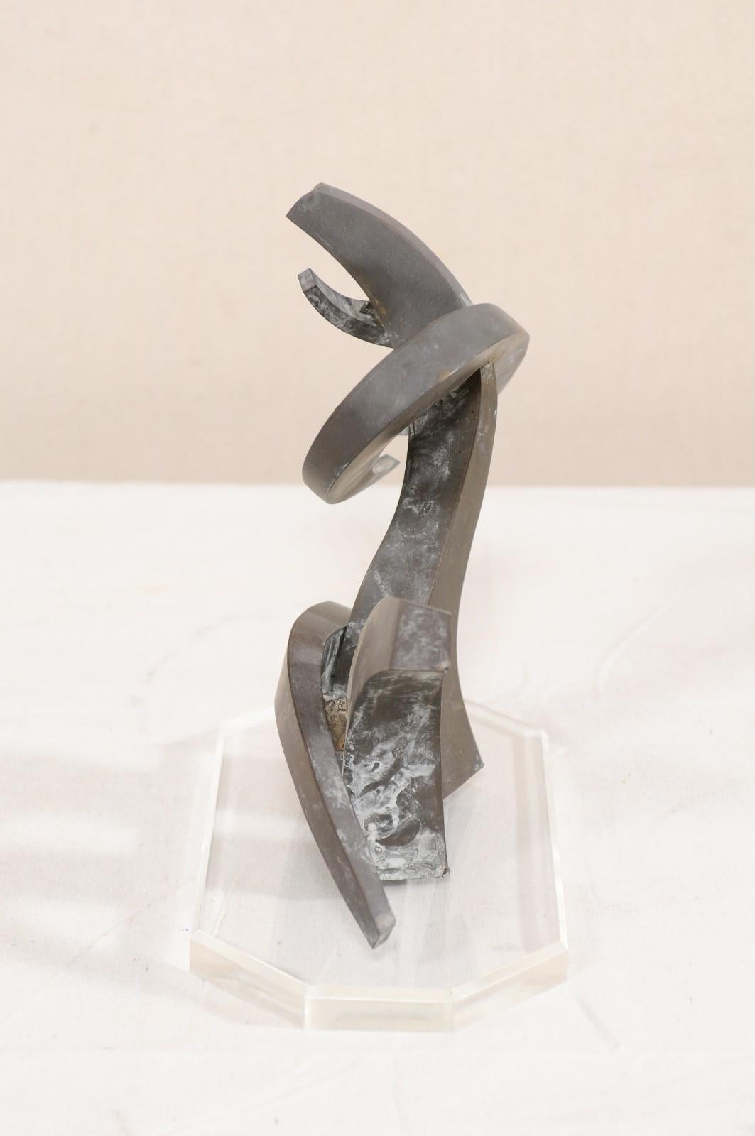 Midcentury Small-Sized Abstract European Bronze Sculpture For Sale 4
