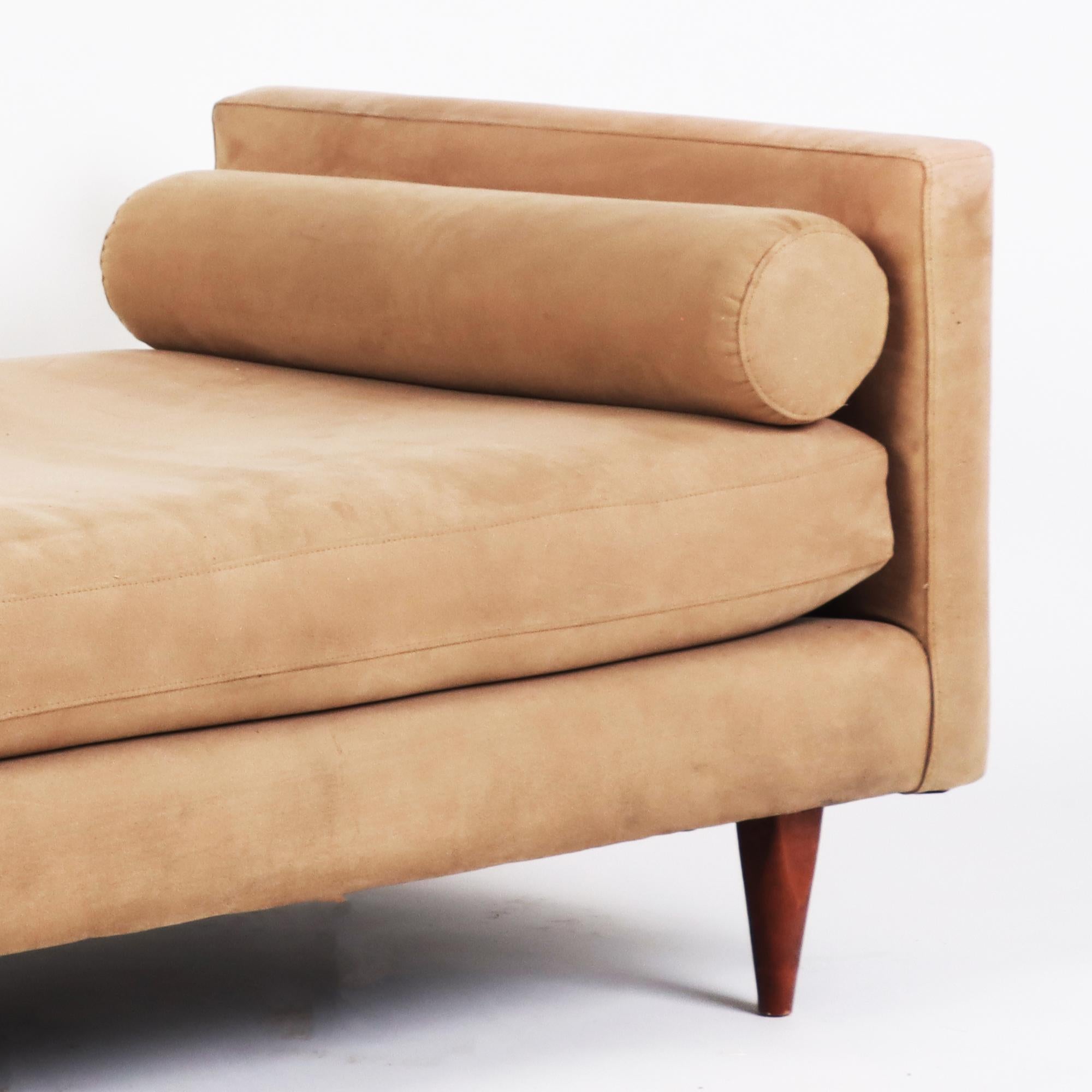 Mid Century Style Day Bed with Beige Suede Upholstery, circa 1950 In Good Condition In Philadelphia, PA