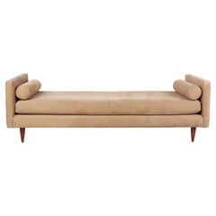 Mid Century Style Day Bed with Beige Suede Upholstery, circa 1950