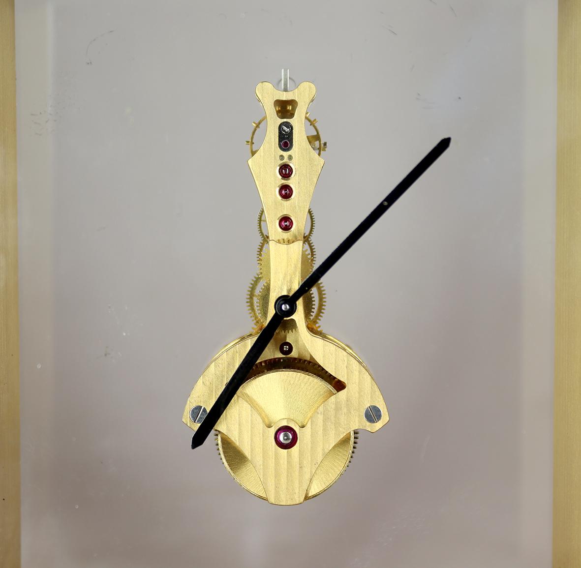 A Mid-Century Swiss Inline Skeleton Timepiece For Sale 2