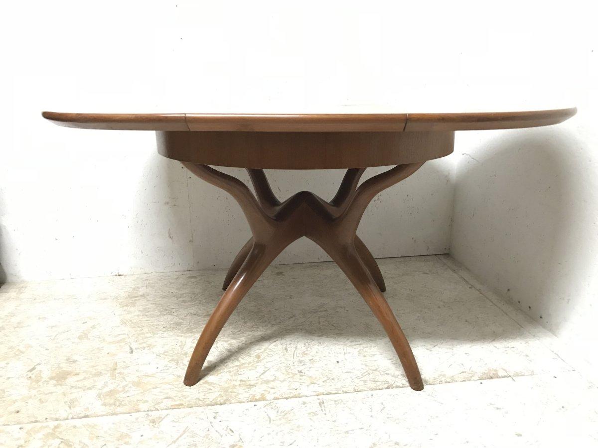Late 20th Century Midcentury Teak Extending Dining Table with Organic Style Cross Frame Legs For Sale