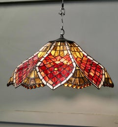 A Mid Century Tiffany Style Arts and Crafts Lampshade A lovely large lampshade