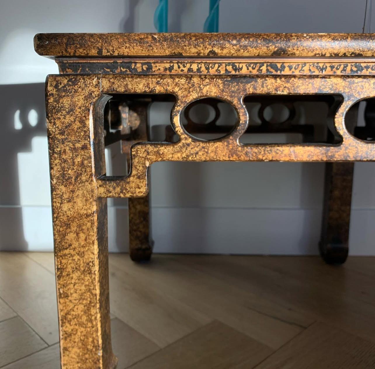 Unknown A mid century tortoise-shell lacquer side table by Henredon, circa 1970