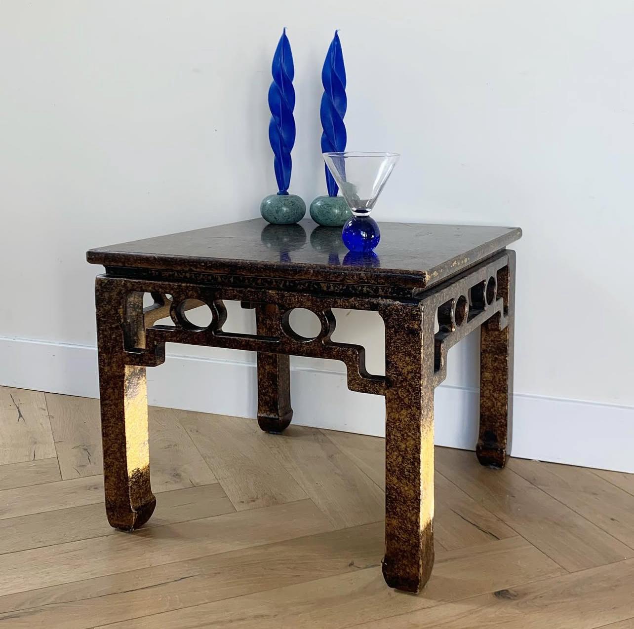 Wood A mid century tortoise-shell lacquer side table by Henredon, circa 1970