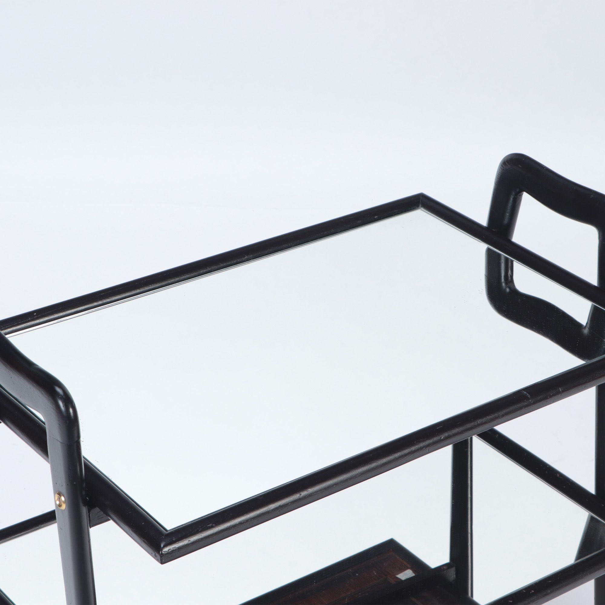 Mid-Century Modern Mid Century Two Tier Ebonized and Glass Tray Table, circa 1950 For Sale