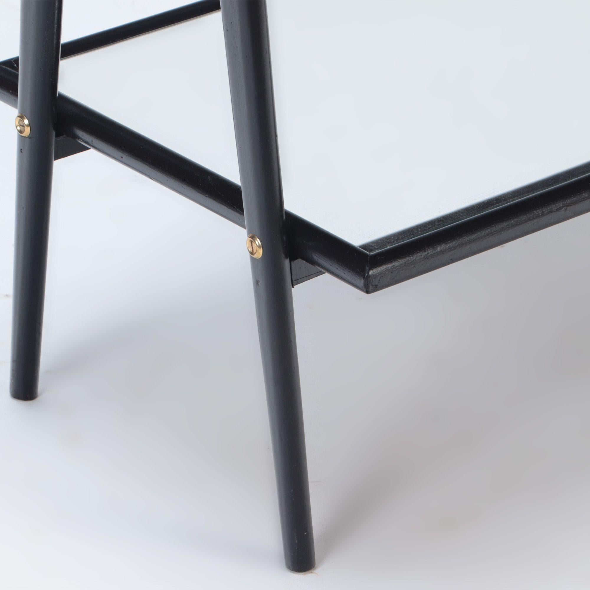 Mid-20th Century Mid Century Two Tier Ebonized and Glass Tray Table, circa 1950 For Sale