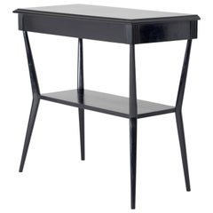 Midcentury Two-Tiered Ebonized Console Table